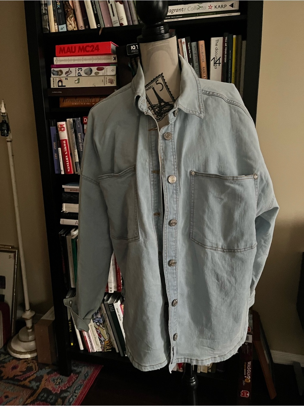 Light Blue Denim Shirt Jacket 1X